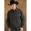 Satin Dobby Stripe Shirt (30S3162-01-Black) - Mens Western Shirt