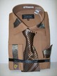 AVANTI UOMO LT. BROWN MENS FRENCH CUFF DRESS SHIRT Tie Sets DN018