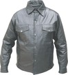 Mens Black Lambskin Leather Western Style Snap front Shirt - Sizes S to 5XL